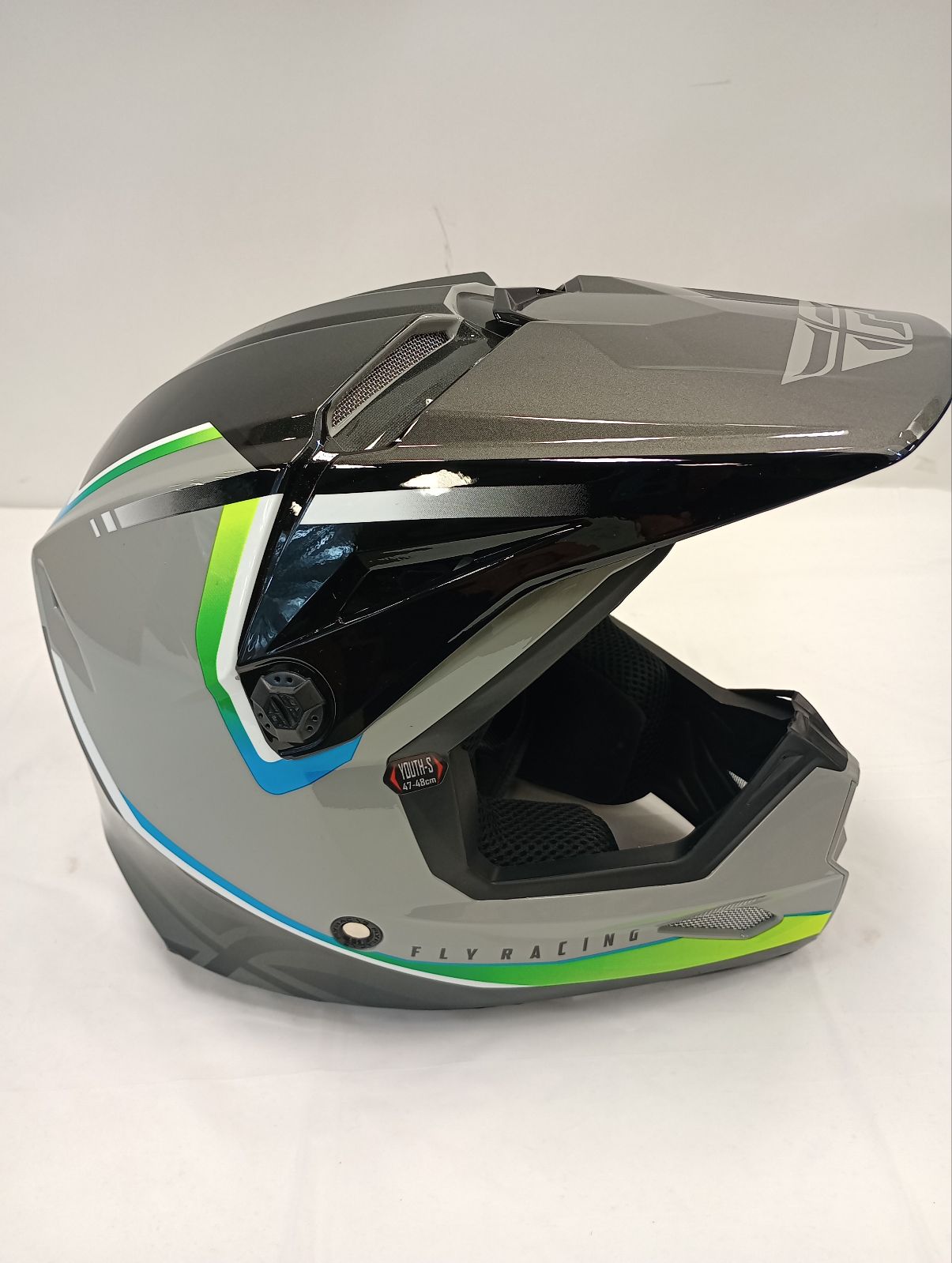 Fly Apparel Fly Kinetic Vision Helmet (Grey/Black, Youth Small) USED 73-8650YS U Jorgensen Powersports