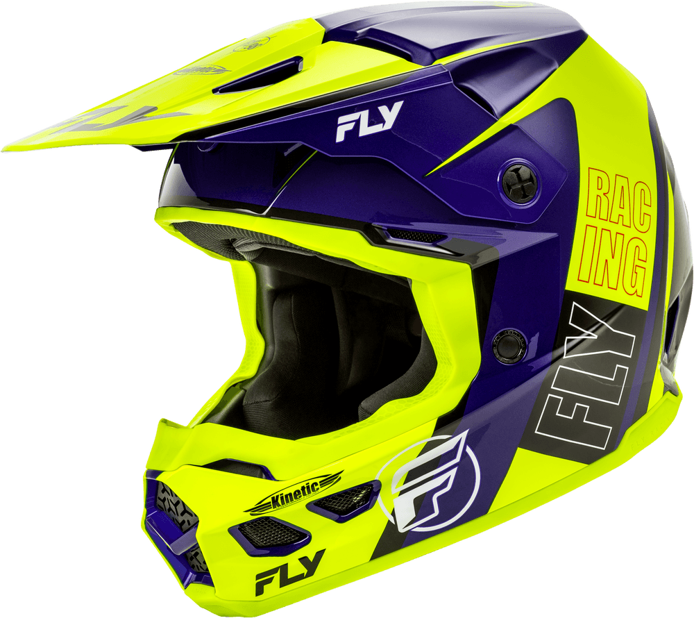 Fly Apparel Hi-Vis/Blue/Black / Medium Fly Kinetic Rally Helmet 2025 73-8661M 191361435263 Jorgensen Powersports
