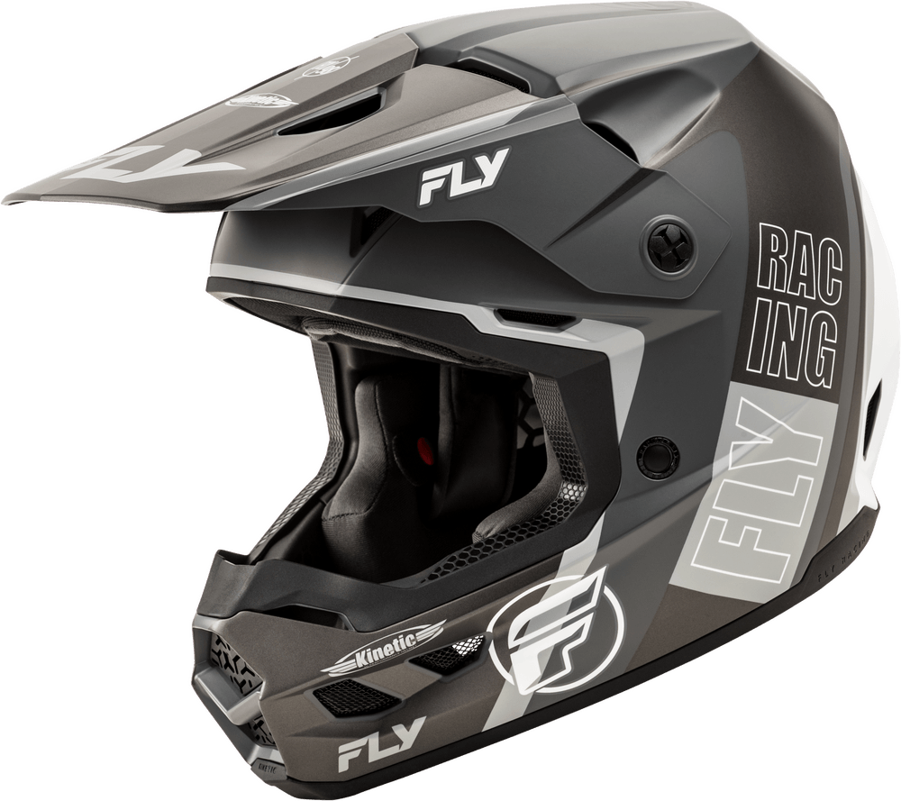 Fly Apparel Matte Grey/Black/White / Medium Fly Kinetic Rally Helmet 2025 73-8662M 191361435355 Jorgensen Powersports