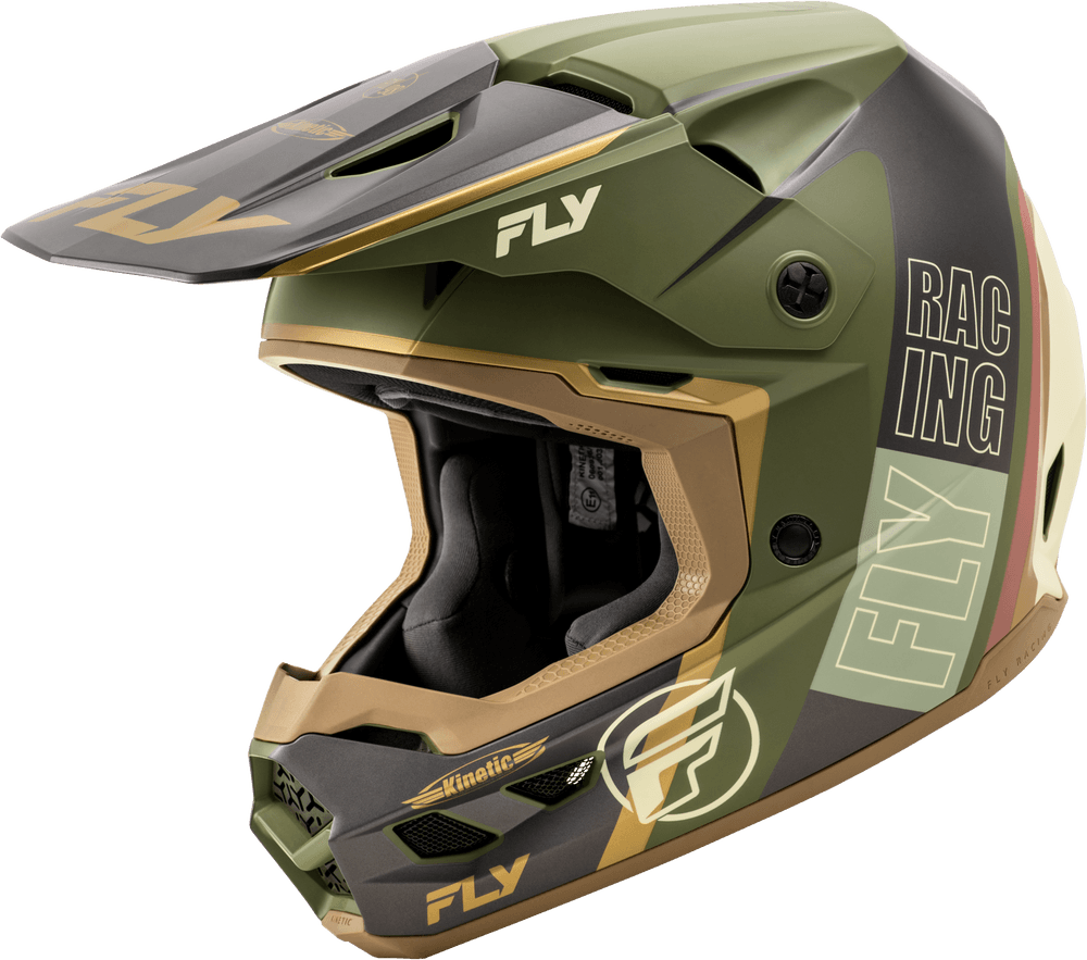 Fly Apparel Moss Grey/Khaki/Off-White / Medium Fly Kinetic Rally Helmet 2025 73-8663M 191361435447 Jorgensen Powersports
