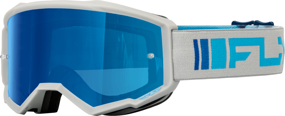 Fly Apparel Sliver/Blue w/Dark Blue Mirror/Smoke Lens / Adult Fly Zone Goggles 2025 37-51523 191361408267 Jorgensen Powersports
