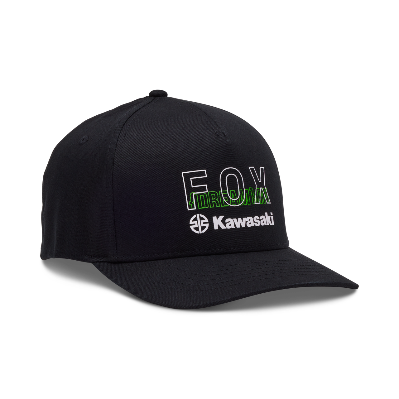 Fox Apparel Black / S/M Fox X Kawasaki FlexFit Hat 32242-001-S/M 191972880216 Jorgensen Powersports