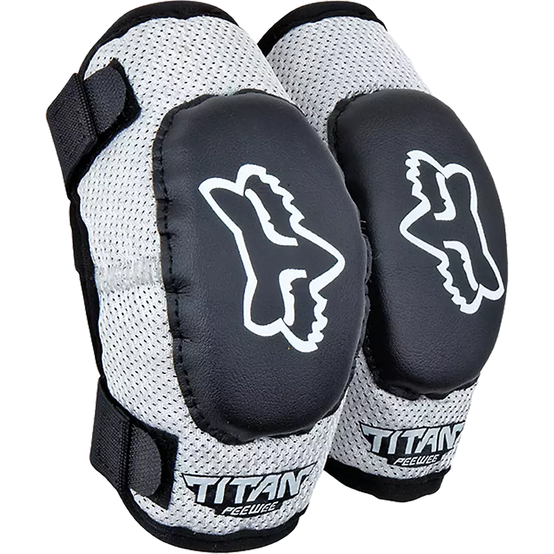 Fox Apparel Black/Silver Fox Peewee Titan S/M Elbow Pads 08038-464-OS 884065822216 Jorgensen Powersports
