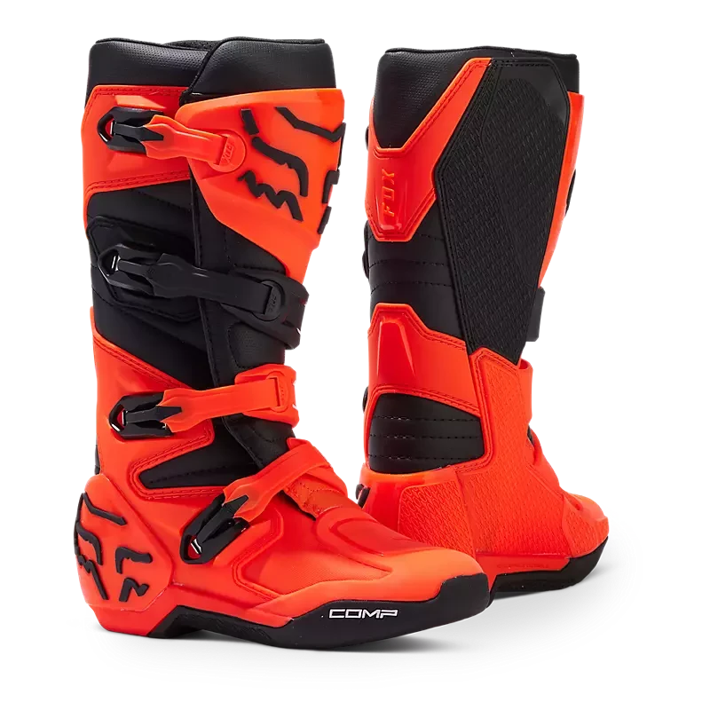 Fox Apparel Flo Orange / 1 Big Kid Fox Comp Boots Youth 30471-824-1 191972768071 Jorgensen Powersports