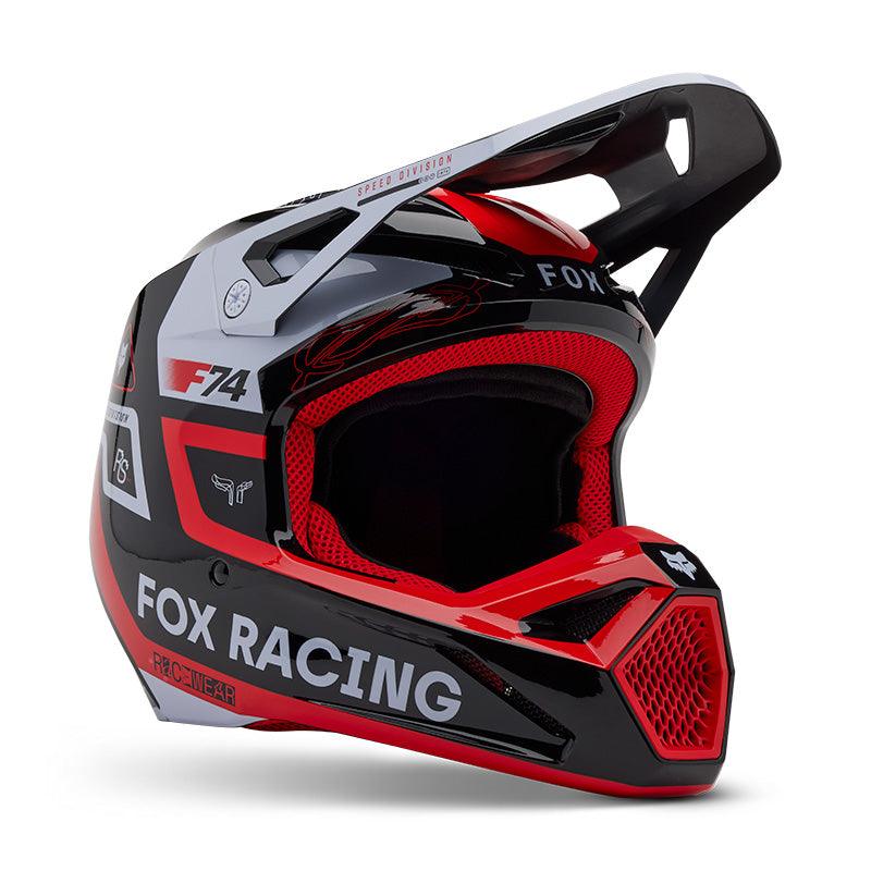 Fox Apparel Flo Red / X-Small Fox V1 Race Spec Helmet 33000-110-XS 191972946684 Jorgensen Powersports