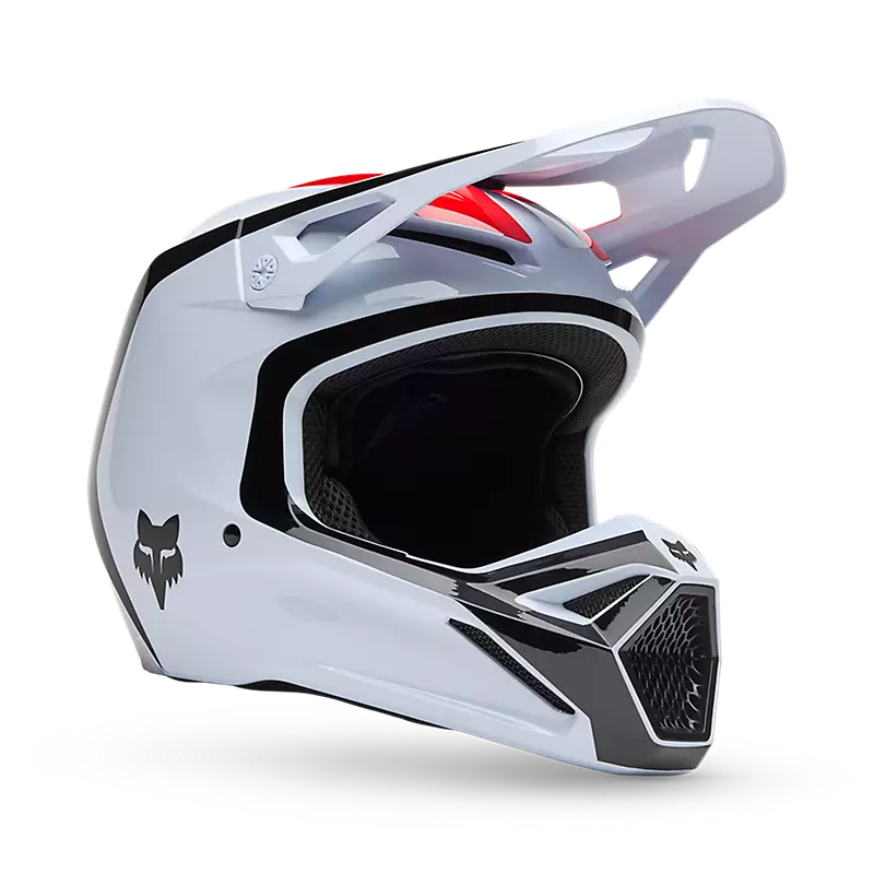 Fox Apparel White/Red / Small Fox V1 Flow Helmet 2025 33701-077 S Jorgensen Powersports
