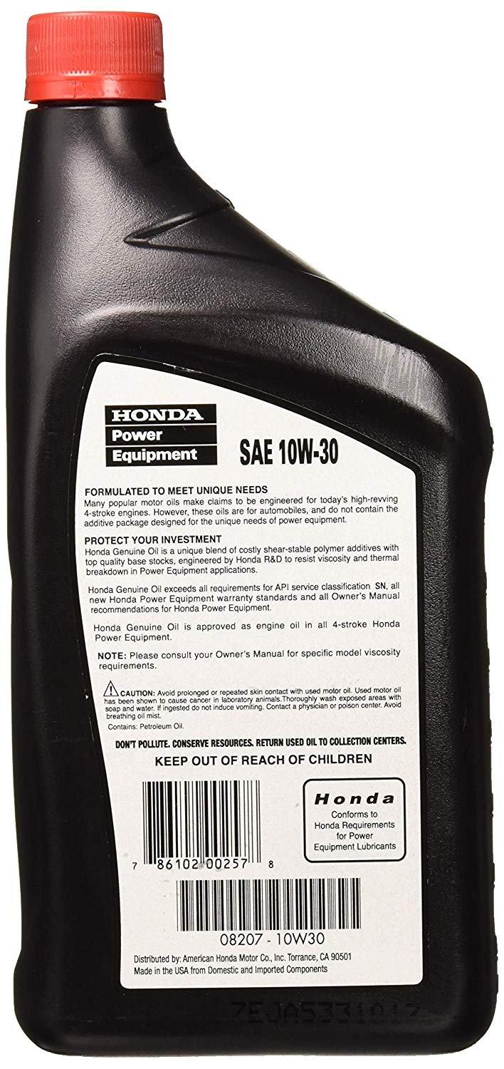 Honda Automotive Parts and Accessories Honda 10w/30 Oil - 1 Quart 08207-10W30 786102002578 Jorgensen Powersports
