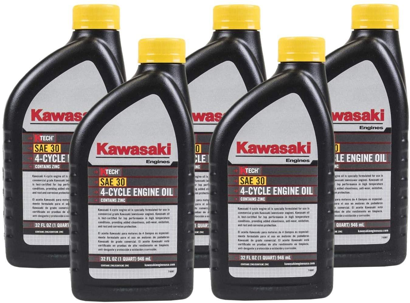 Kawasaki Automotive Parts and Accessories Kawasaki K-Tech 4-Cycle Engine Oil - 1 Quart 5-Pack 99969-6281 X5 Jorgensen Powersports