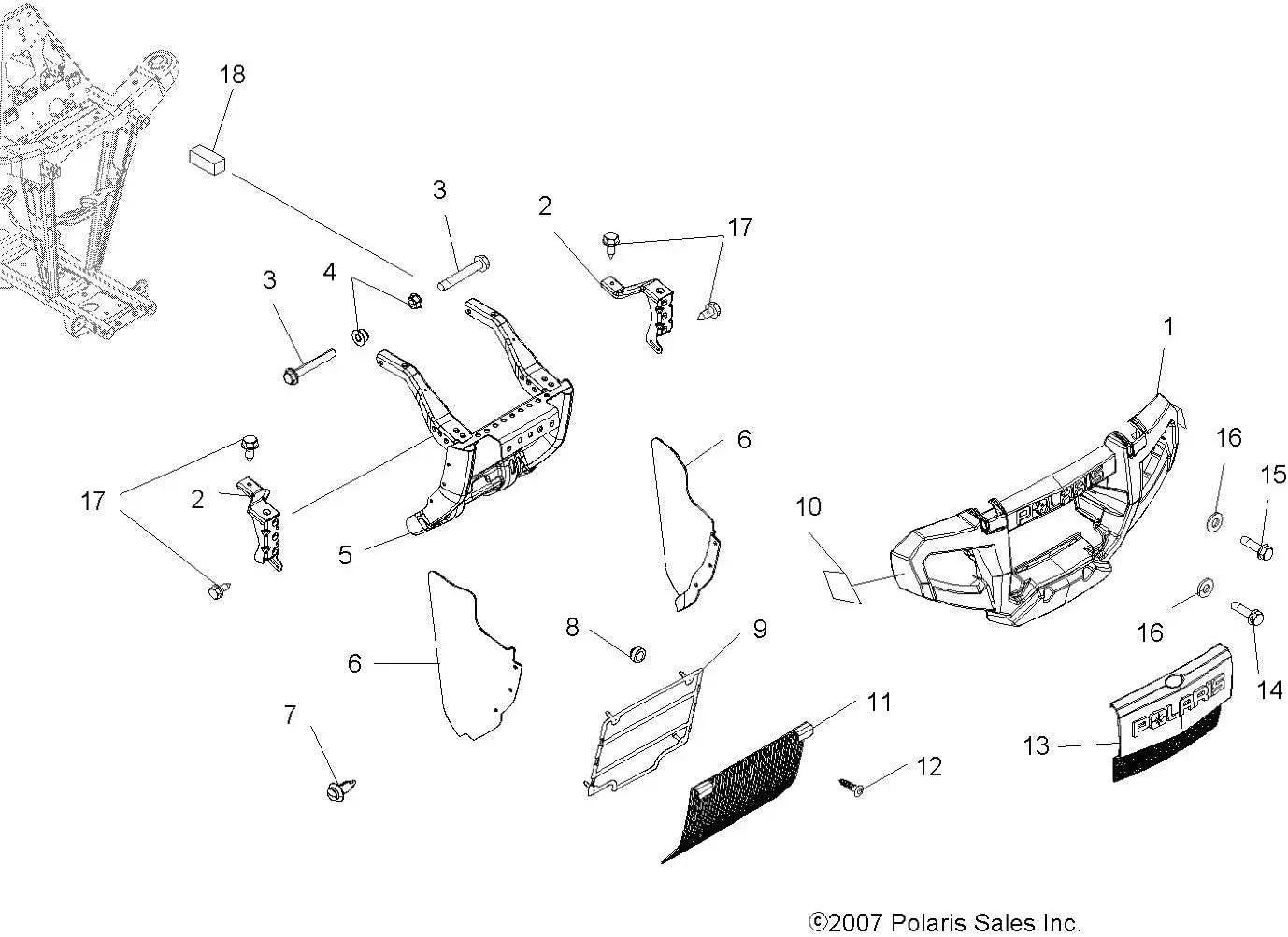 Polaris Automotive Parts and Accessories Polaris Front Bumper Assembly 2633527-070 2633527-070 665960693282 Jorgensen Powersports