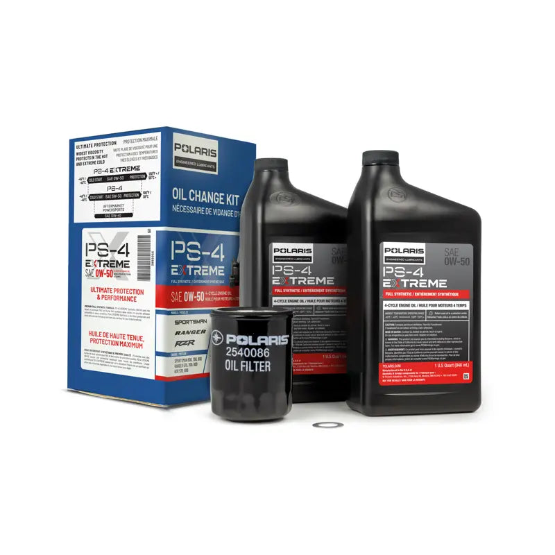 Polaris Automotive Parts and Accessories Polaris Full Synthetic Oil Change Kit, 2 Qts. Of PS-4 Extreme Engine Oil 2890056 2890056 00194722761131 Jorgensen Powersports