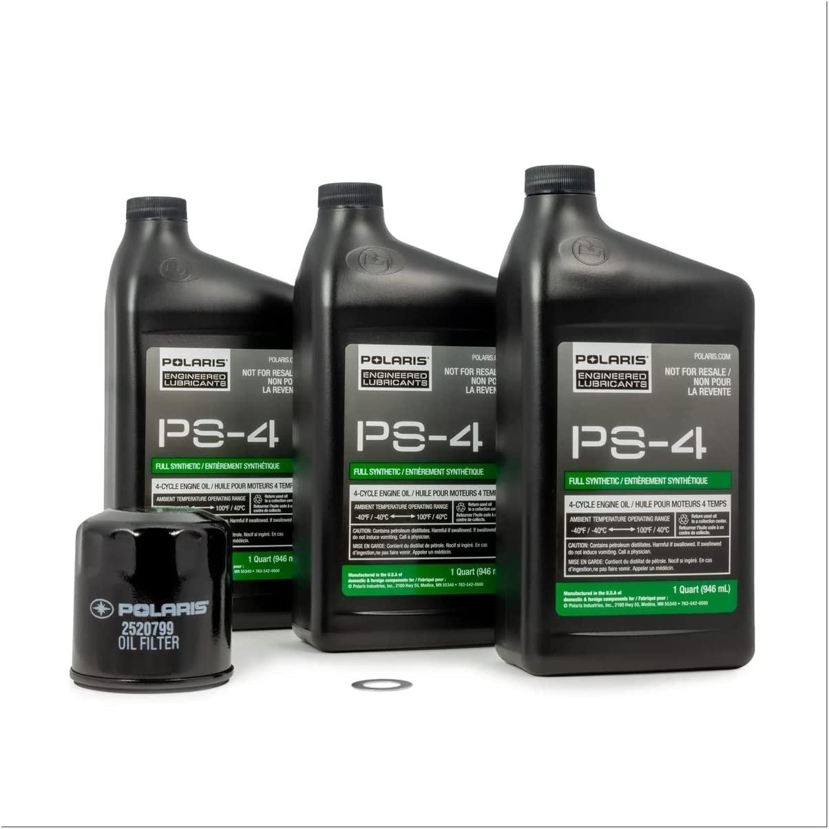 Polaris Automotive Parts and Accessories Polaris PS-4 Full Synthetic Oil Change Kit - 3 Quarts 2881696 00194722041240 Jorgensen Powersports