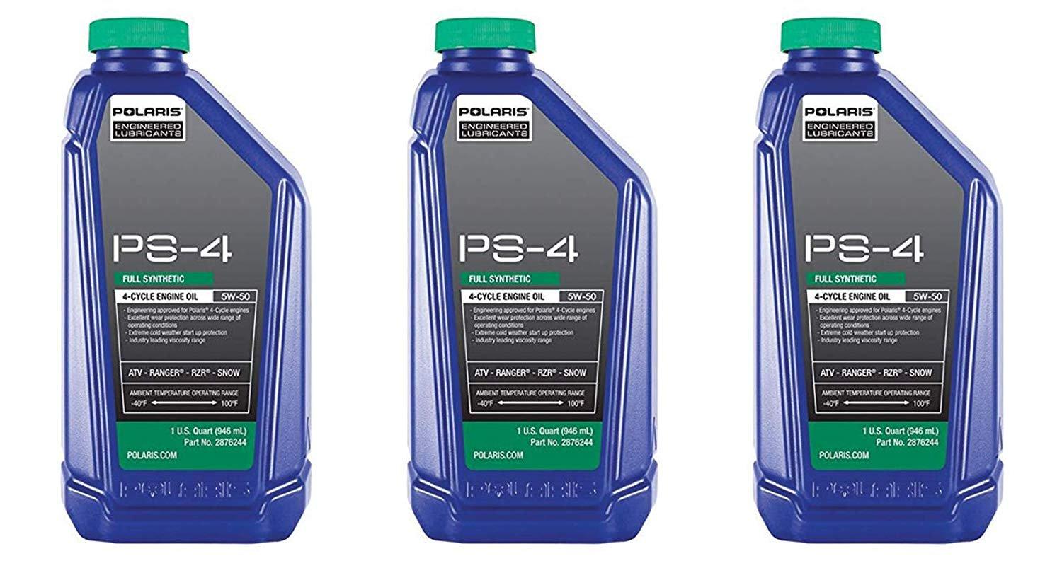 Polaris Automotive Parts and Accessories Polaris PS-4 Synthetic Oil - 1 Quart 3-Pack 2876244 X3 Jorgensen Powersports